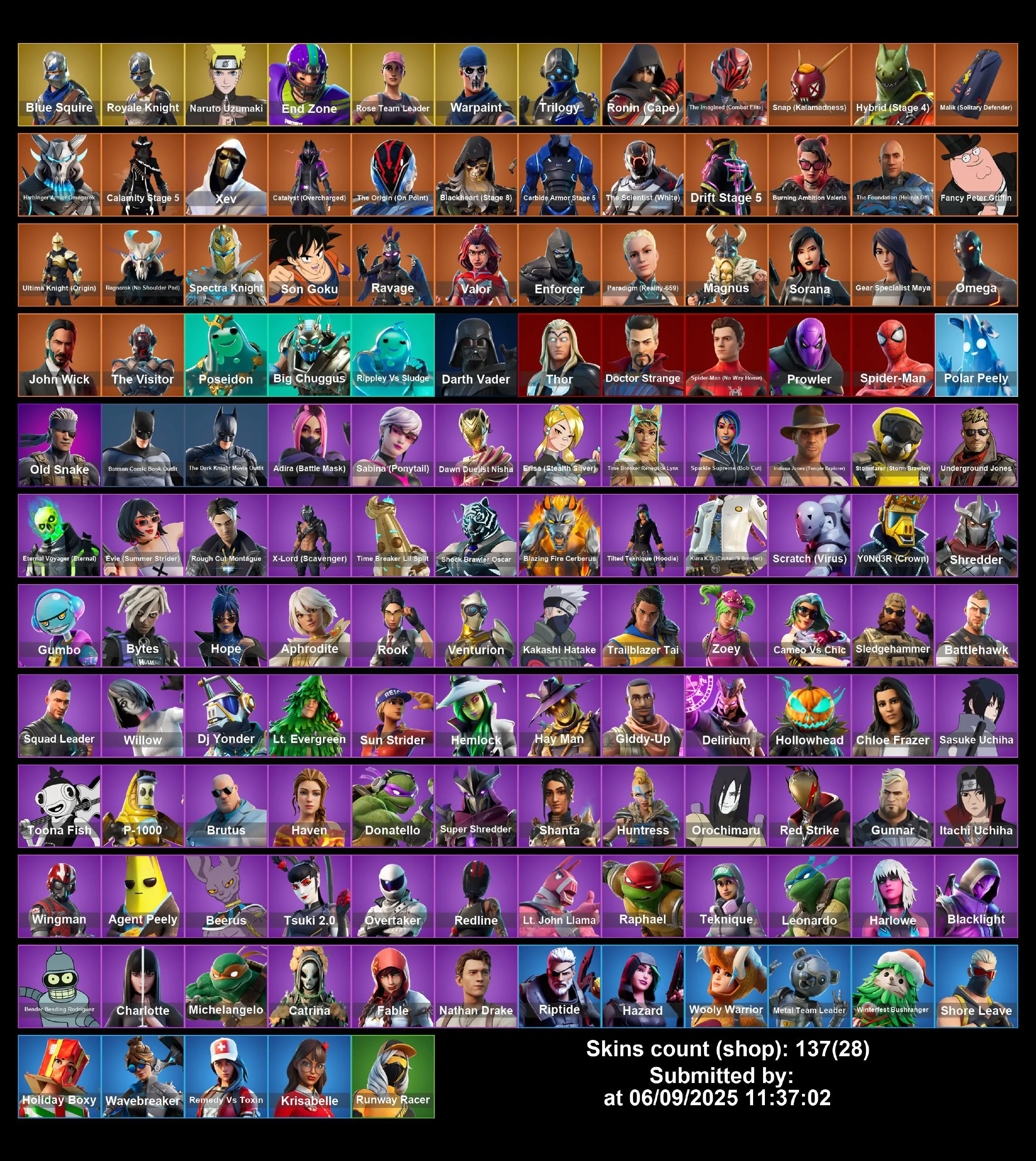 [PC/PS4-5/XBOX] 137 skins | OG STW | Blue Squire | Royale Knight | Naruto Uzumaki | End Zone | Trilogy | Ronin (Cape) | The Imagined (Combat Elite) | 2320 VB | Full Access