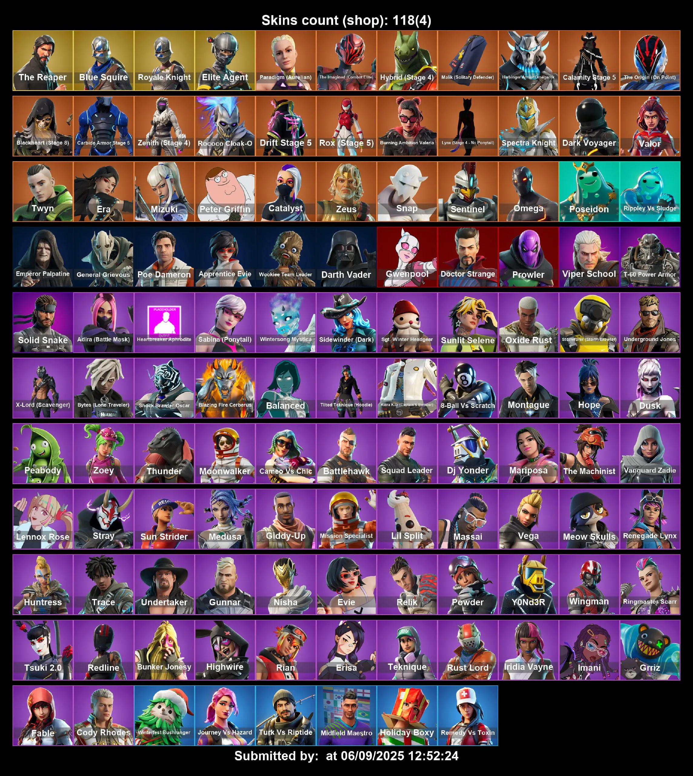 [PC/PS4-5/XBOX] 118 skins | The Reaper | Blue Squire | Royale Knight | Elite Agent | Paradigm (Aurelian) | The Imagined (Combat Elite) | Hybrid (Stage 4) | 100 VB | Full Access