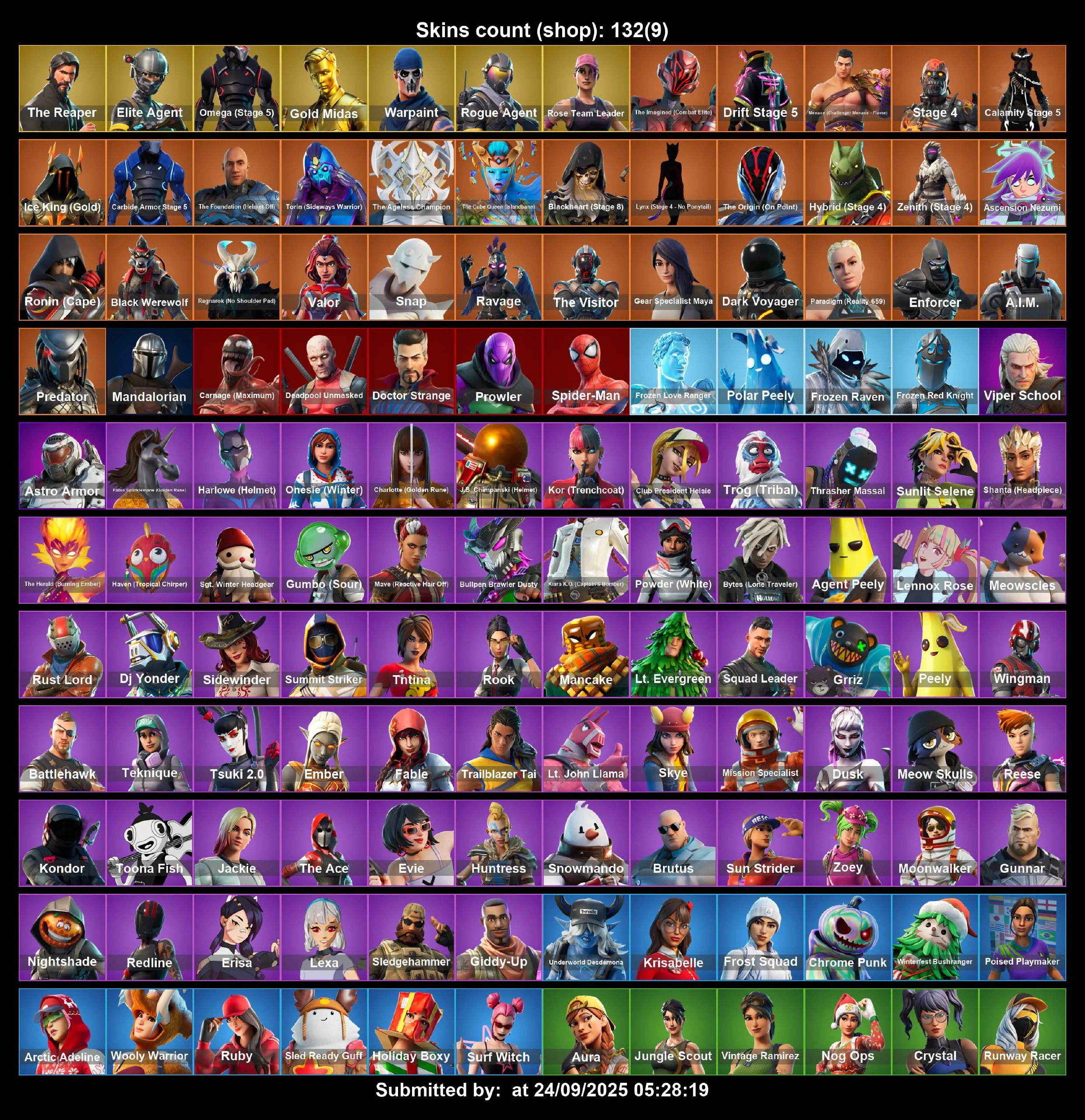 [PC/PS4-5/XBOX] 132 Skins | OG STW | The Reaper | Elite Agent | Take The L | Omega (Max) | Spider Man | Nog Ops | Evie | Surf Witch | Best OG Main | Full Access