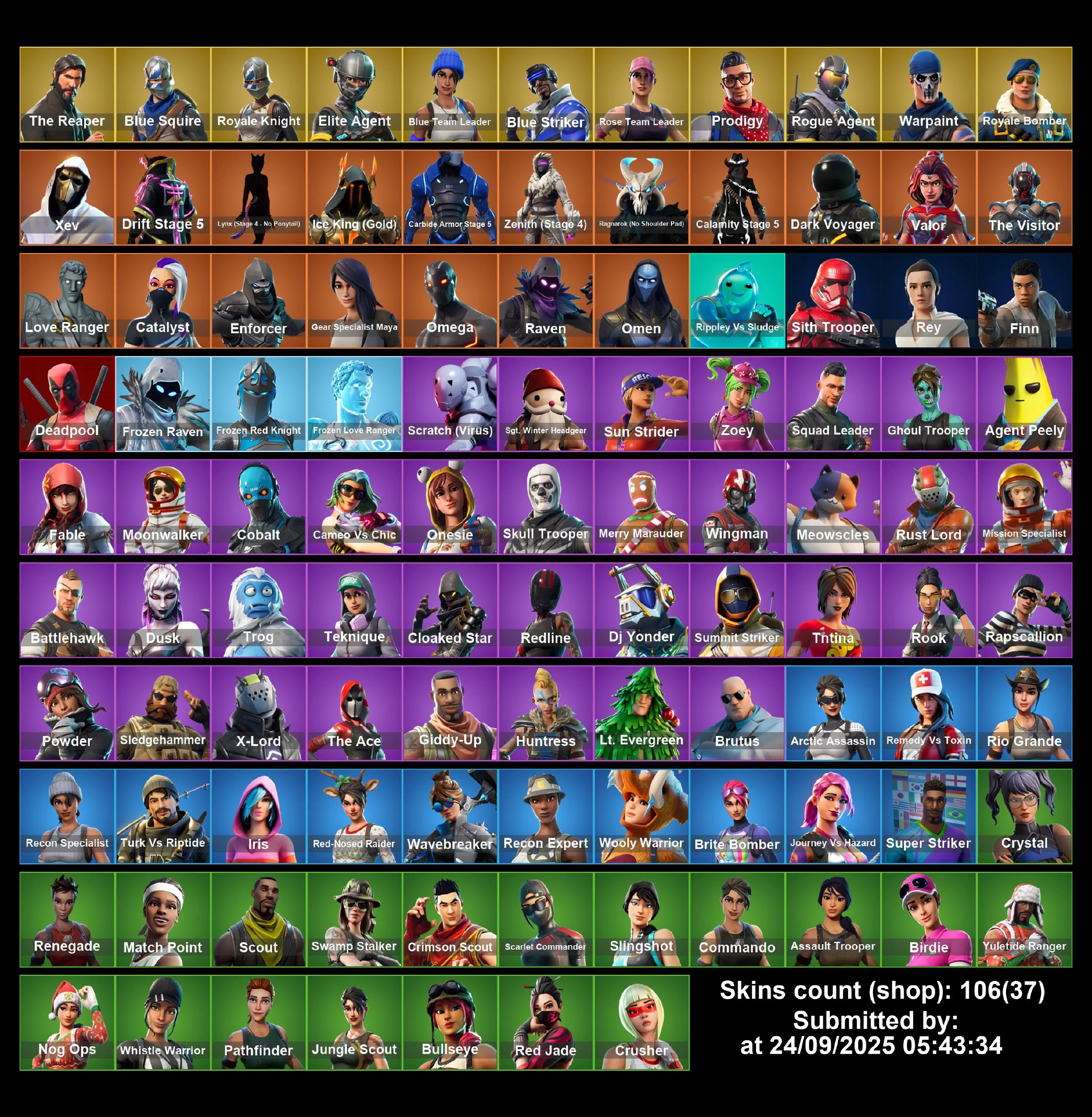 [PC/PS4-5/XBOX] 106 Skins | OG STW | Royale Knight | Blue Squire | The Reaper | Elite Agent | Take The L | Royale Bomber | Omega | Best OG Main | Full Access