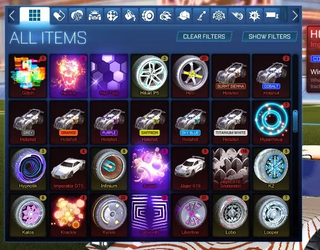 STOCK410 //Fennec, Over 80 Cars, 500+ Exotic Drops, Painted Hotshot, Dominus, Endo, 20+ Painted Octanes, Draco, Dynamo, Mainframe, Dissolver, Popcorn, Parallax, Juiced, Zomba, Stella, Santa Fe