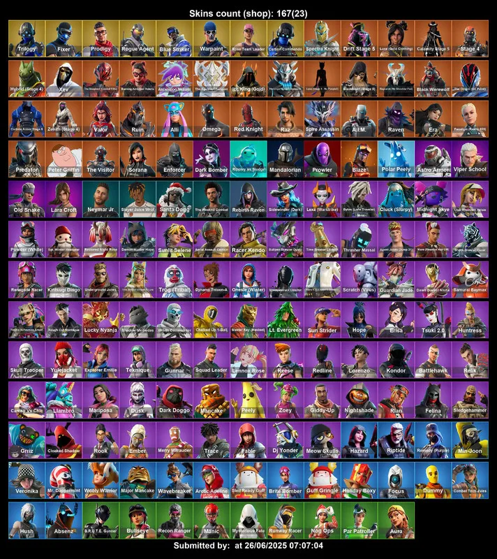 [PC/PS4-5/XBOX] 167 Skins | OG STW | Omega | Orange Justice | Red Knight | Raven | Veronika | Hush | Peely | Skull Trooper | Rogue Agent | Full Email Access