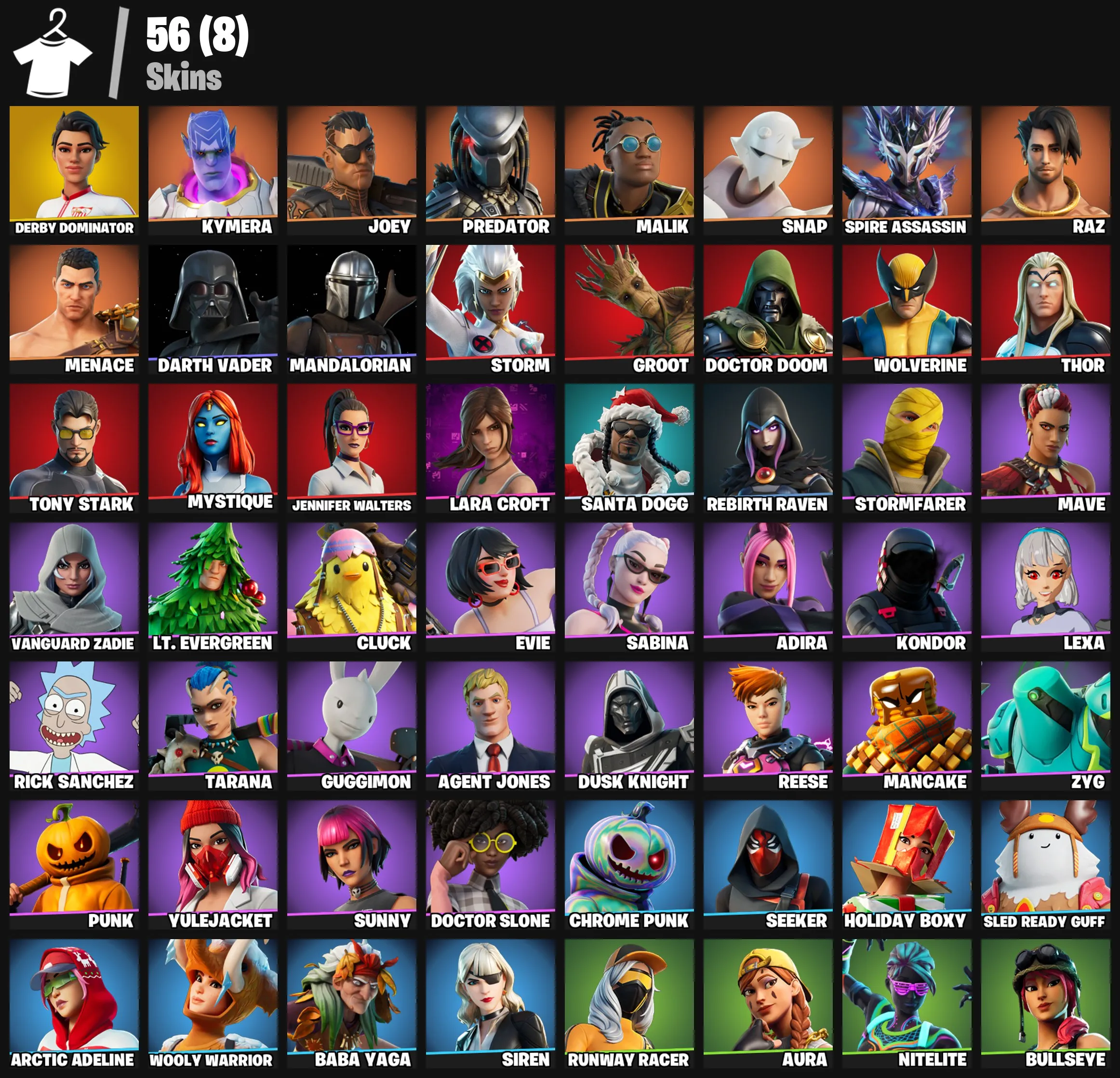 [PC/XBOX/PSN] 56 skins | Derby Dominator | Kymera | Joey | Predator | Malik | Snap | Spire Assassin | Raz | Menace | Darth Vader 🟢