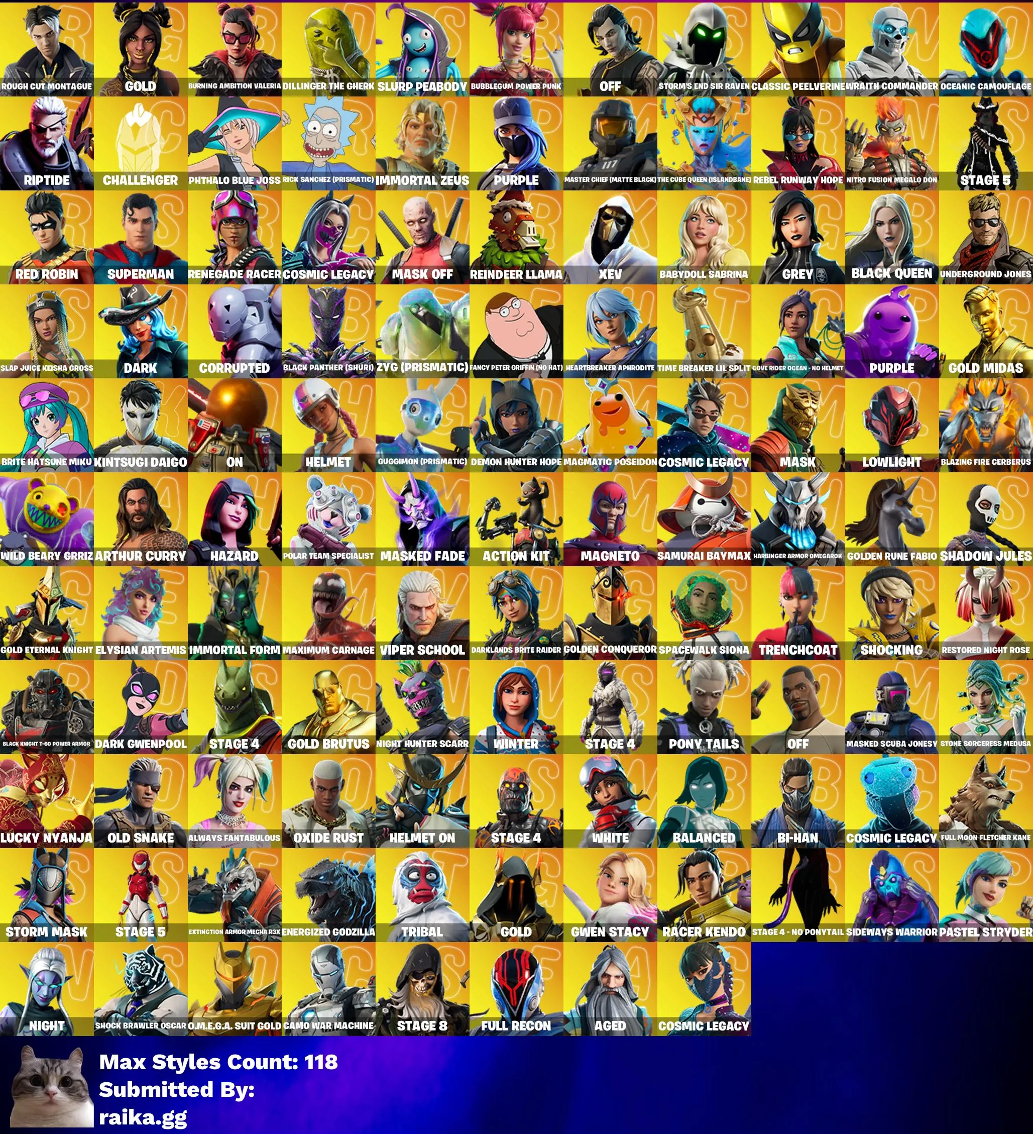 Instant • FN (All Platforms) • 301 skins • OG STW • 1k VB • Gold Midas & Brutus • Master Chief Black • Take the Elf • Full Access • Guarantee • Inactive