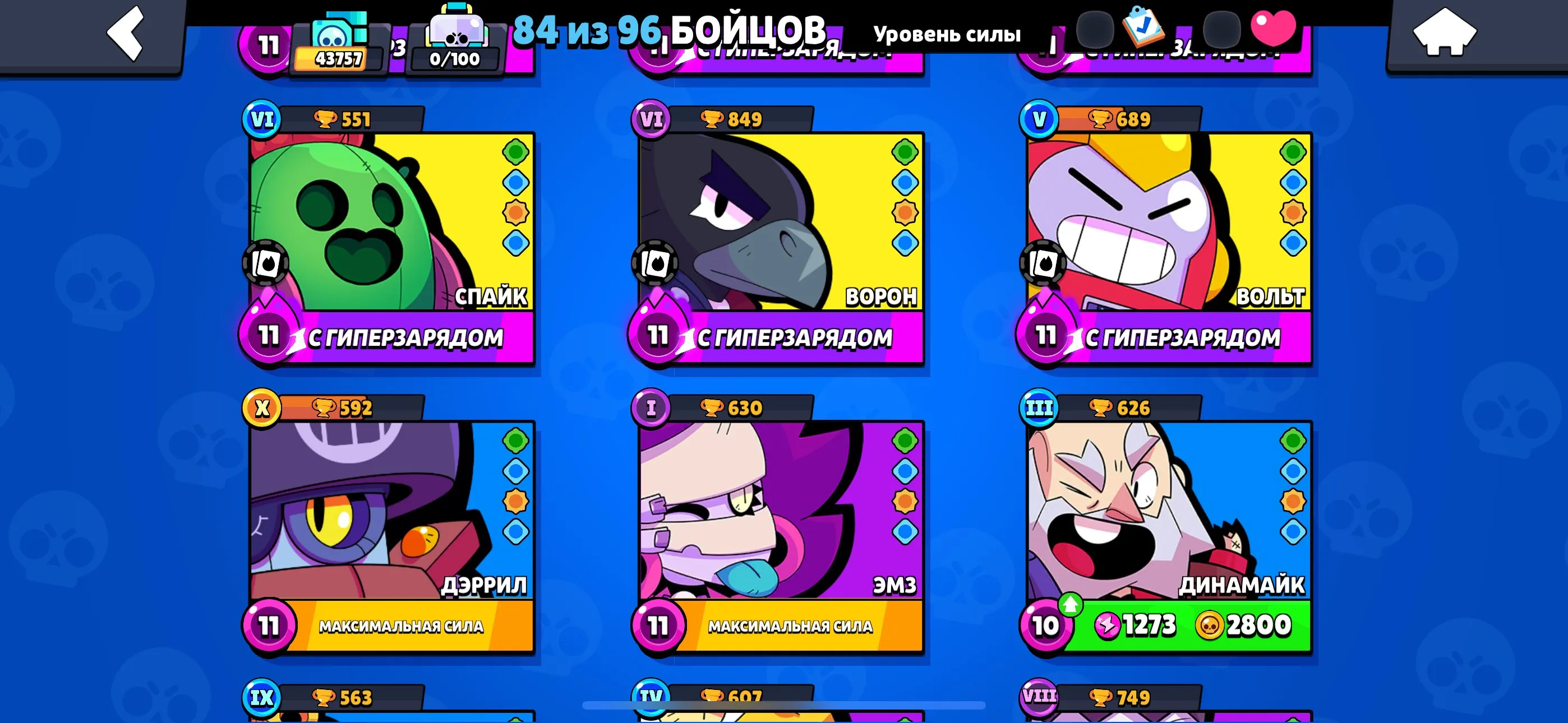 ✧・゚:*✧ 15% OFF ✧・゚:*✧ Deal Secured Brawl Stars Accounts - 84 Brawlers, 43757 Trophies, 15 Hypercharges(#S35040924f) ✧・゚:*✧