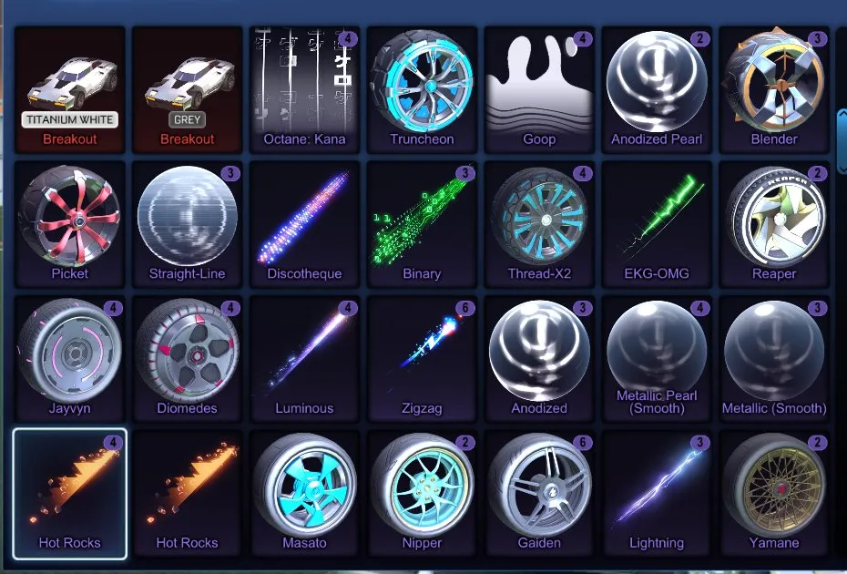 STOCK491 // Luxury Account – Titanium White Octane, Fennec, Black & Titanium White Tactical Nuke, Black & Titanium White Apex, 200