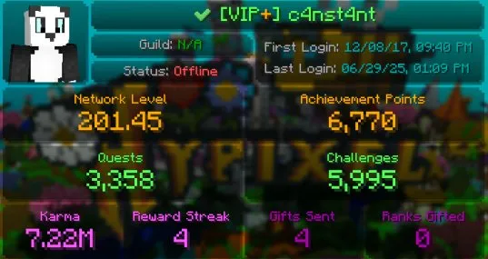 MC51 // VIP+ 172 STAR BW 59 STAR SW 201 LVL HYPIXEL