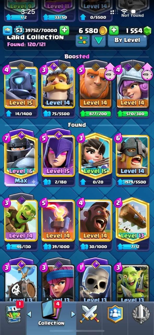 CR723 9.2k Trophies Level 53 Mega Knight Deck One Level 16 Mega Knight Three Level 15 Electro Wizard Mini P.E.K.K.A Princess Log