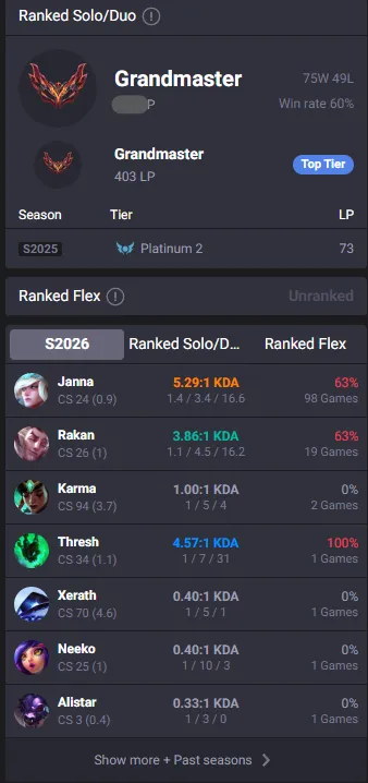 S16🔥LVL53 Grandmaster 365LP 60%WR Handleveled🚀+24/-17LP Gains💎30K BE 42Champs 6Skins✅Lifetime Ownership Guarantee - Never Taken Back