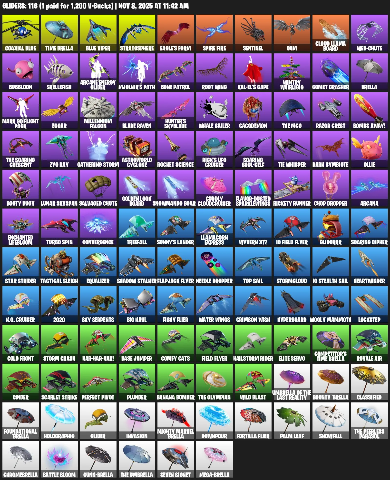 F986 126 Skins, Ghoul Trooper, FrostBite, Prodigy, Deadpool, Full Access, 116 Gliders, 128 Pickaxes, 120 Emotes 