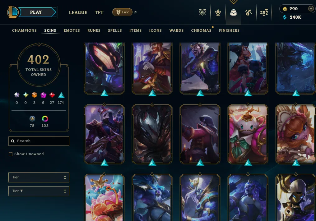 👑(EUW) EMERALD IV ( HIGH ELO ) 🚀402 SKIN
