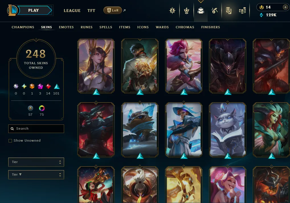 👑(EUW) PLATINUM II (LAST SEASON) 🚀248 SKIN