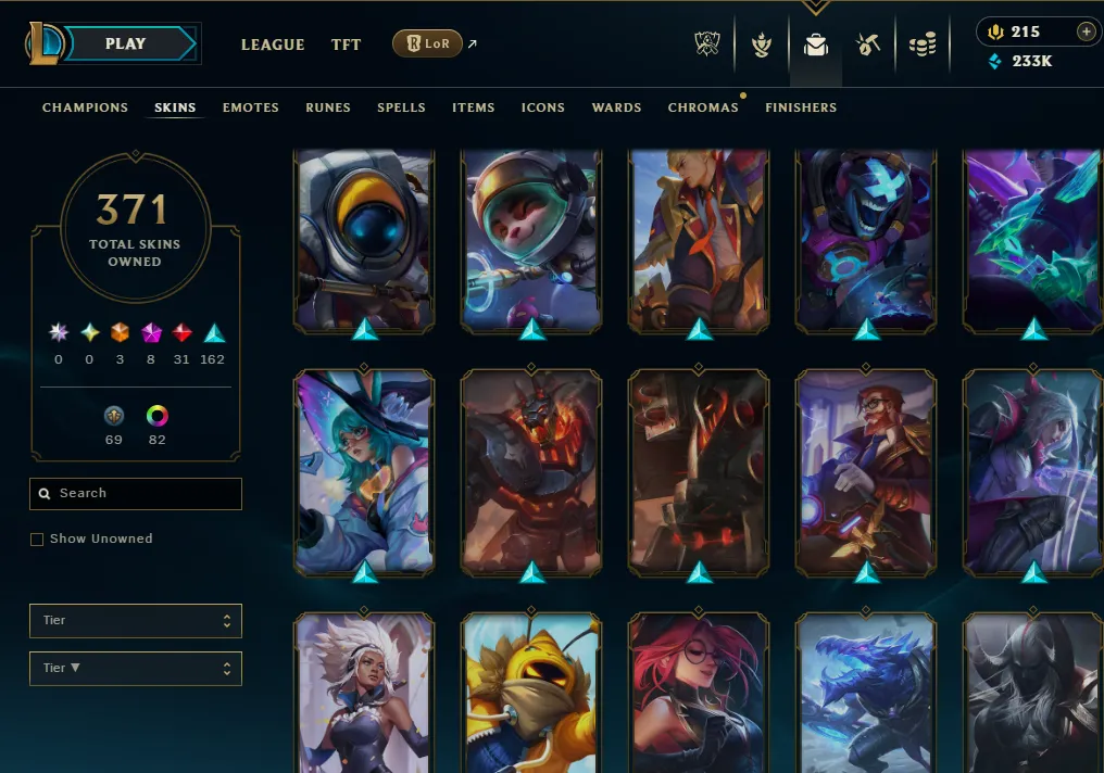 👑(EUW) GOLD III(80% WR, SUPER HIGH ELO) 🚀371 SKIN