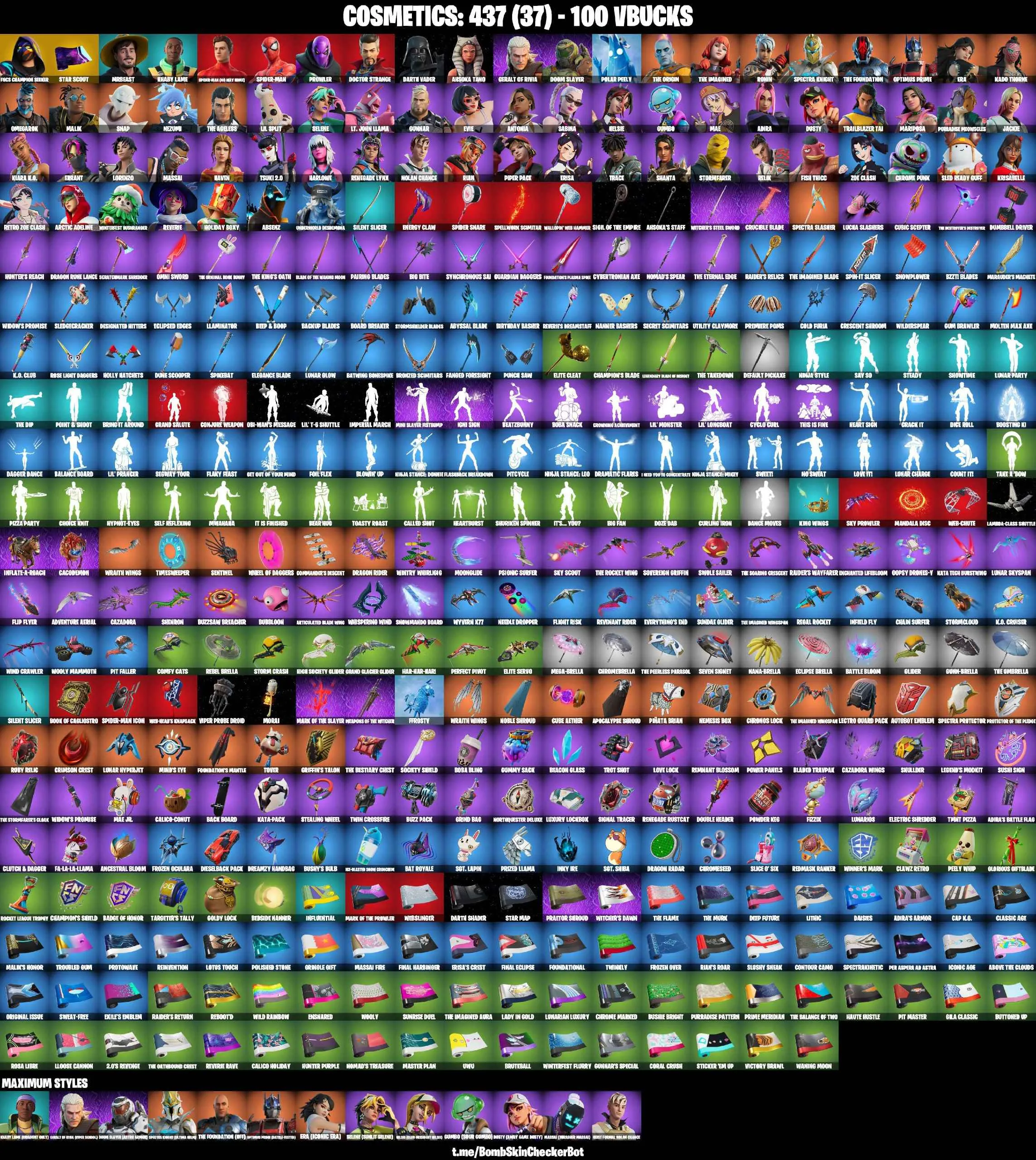 ❤️69 SKINS❤️SPIDER-MAN(MILES MORALES)❤️SPIDER-MAN❤️DARTH VADER❤️AHSOKA TANO❤️ERA(MAX)❤️HELSIE(MAX)❤️EVIE❤️MARIPOSA❤️TSUKI 2.0❤️REVERIE❤️POLAR PEELY❤️CAN PLAY ON PSN❤️XBOX❤️PC❤️NINTENDO❤️MOBILE❤️100 VBUCKS❤️FULL EMAIL ACCESS❤️