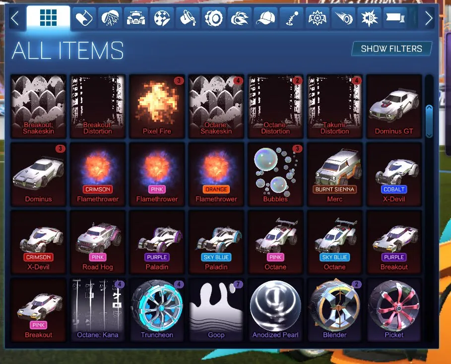 RL852 //Dominus, Endo, 43 Black Market Items, 122 Exotic, 205 Import, Rare Wheels Collection (K)
