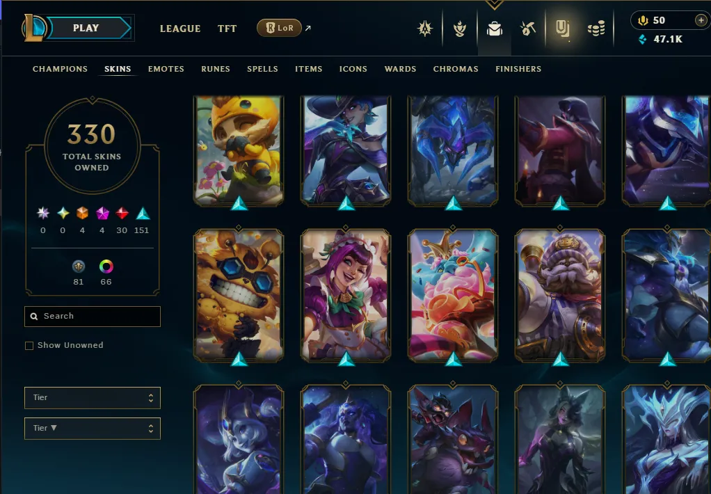 👑(EUW) UNRANKED (SUPER HIGH ELO) 🚀330 SKIN
