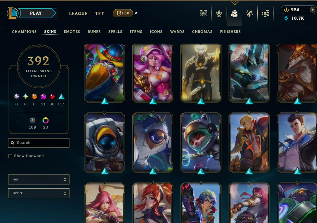 👑(EUW) GOLD I (100% WR, SUPER HIGH ELO) 🚀392 SKIN