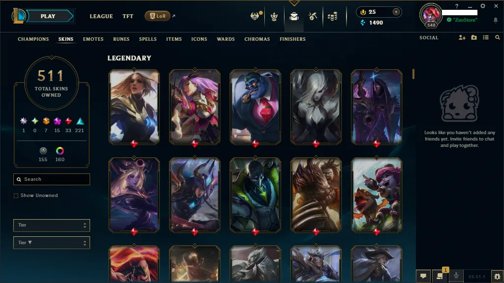 🏆EUW [SE15] Unranked 🚀  level 548 🔥Full Champ 🔥 511+ Skins (103 loot)🔥Mythic Essence 1580 🔥Full Recovery Info