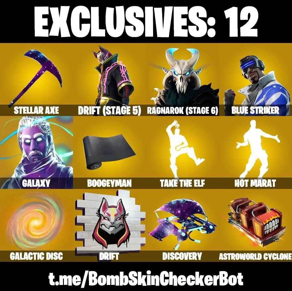 ❤️66 SKINS❤️GALAXY❤️MAYA❤️ROOK❤️ONESIE(MAX)❤️AGENT PEELY❤️DRIFT(STAGE 5)❤️RAGNAROK(STAGE 6)❤️LYNX(STAGE 4)❤️CALAMITY(STAGE 5)❤️MARKED MARAUDER❤️SCARLET DEFENDER❤️ASTROWORLD CYCLONE❤️PEPPERMINT PICK❤️TAKE THE ELF❤️CAN PLAY ON PSN❤️XBOX❤️PC❤️NINTENDO❤️MOBILE❤️