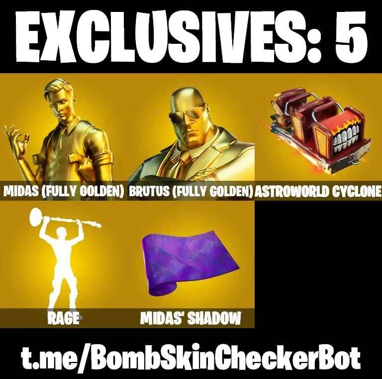 ❤️121 SKINS❤️MANDALORIAN❤️SPIDER-MAN❤️212TH BATTALION TROOPER❤️501ST TROOPER❤️DARTH VADER❤️GOLDEN MIDAS❤️INTRODUCING❤️XENOMORPH❤️PREDATOR❤️SON GOKU❤️JULES❤️TSUKI 2.0❤️ARTEMIS❤️EVIE❤️AGENT PEELY❤️8-BALL(MAX)❤️GUILD❤️ASTROWORLD CYCLONE❤️PEPPERMINT PICK❤️