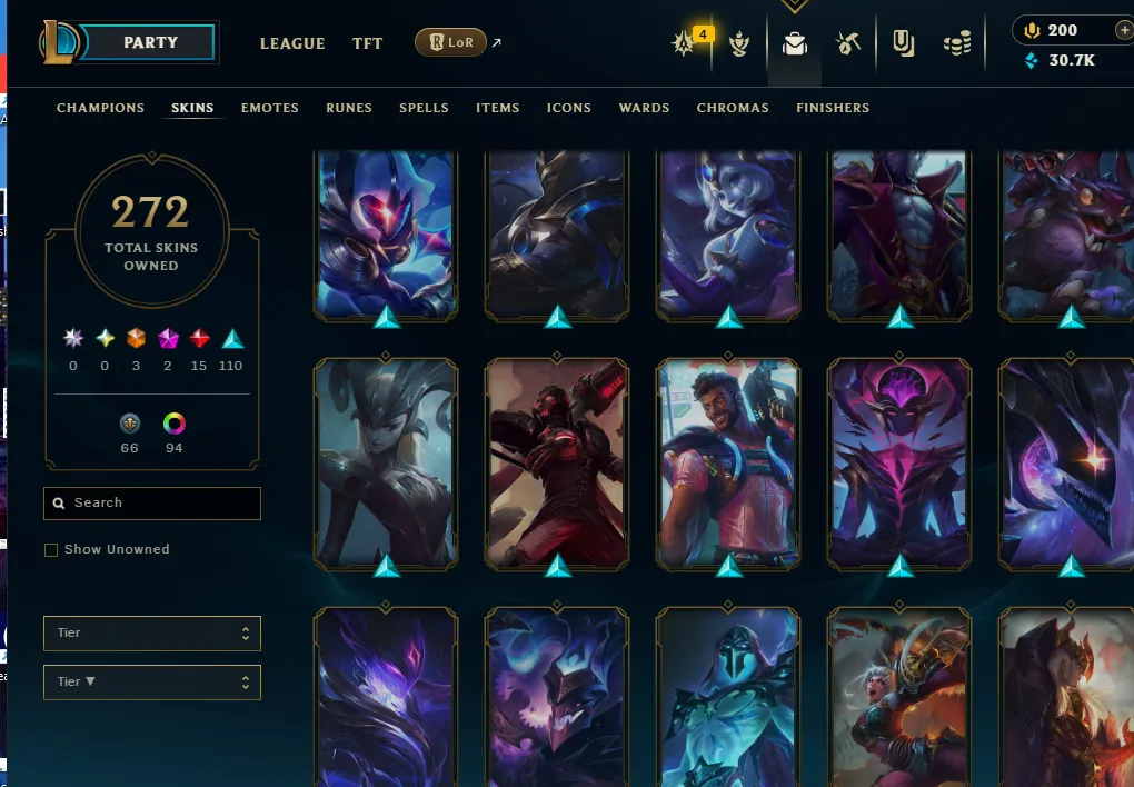 👑(EUW)PLA4 97LP (SUPER HIGH ELO) 🚀272 SKIN