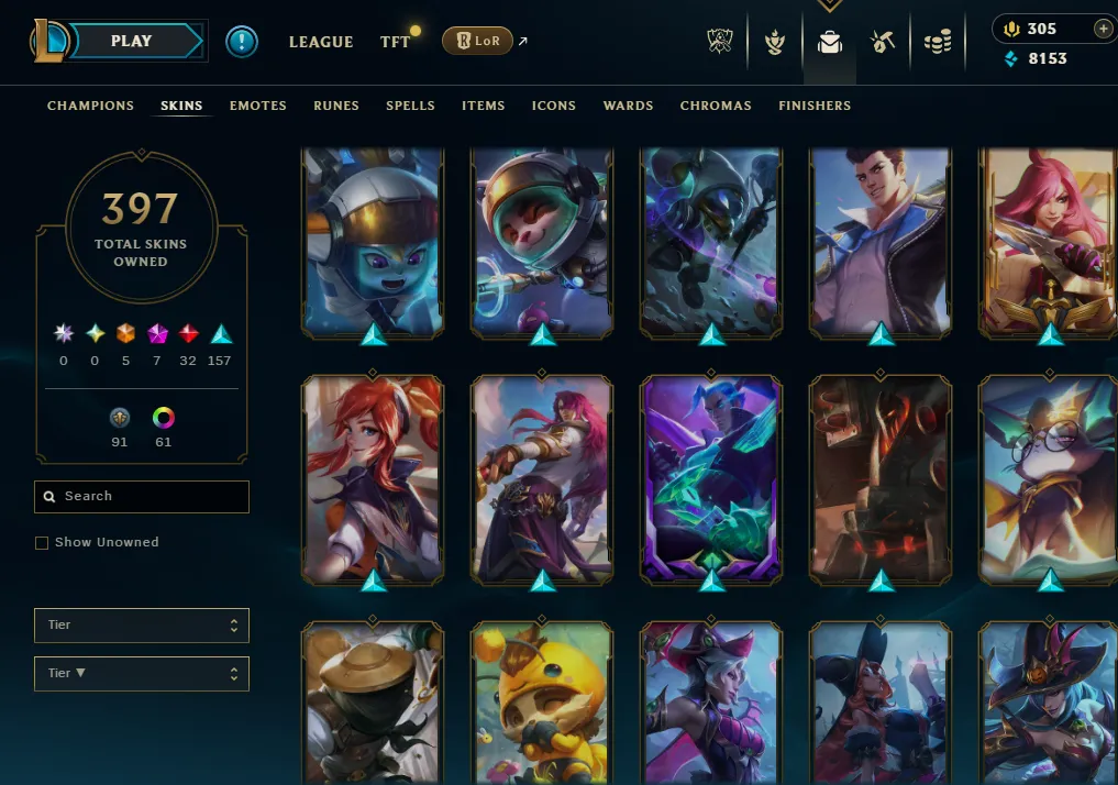 👑(EUW) PLATINUM III (100% WR, HIGH ELO) 🚀397 SKIN