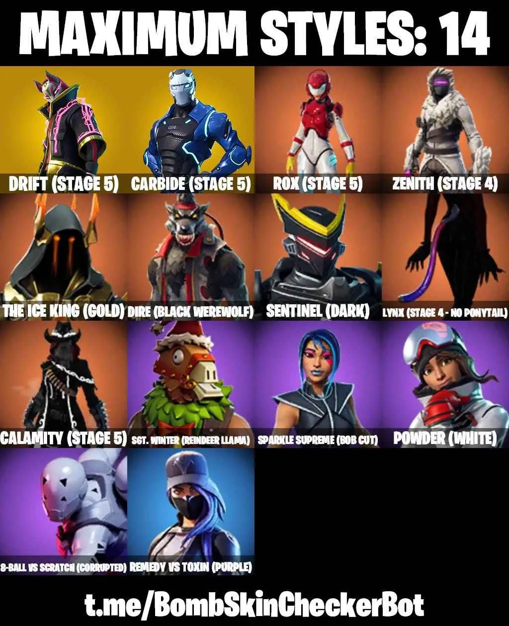 ❤️64 SKINS❤️TAKE THE L❤️JOHN WICK❤️OMEGA❤️KYLO REN❤️ORANGE JSUTICE❤️❤️ZOEY❤️ROOK❤️ONESIE❤️DRIFT(STAGE 5)❤️CARBIDE(STAGE 5)❤️LYNX(STAGE 4)❤️8-BALL(MAX)❤️SNOWFLAKE❤️PEPPERMINT PICK❤️CAN PLAY ON PSN❤️XBOX❤️PC❤️NINTENDO❤️MOBILE❤️1250 VBUCKS❤️FULL EMAIL ACCESS❤️
