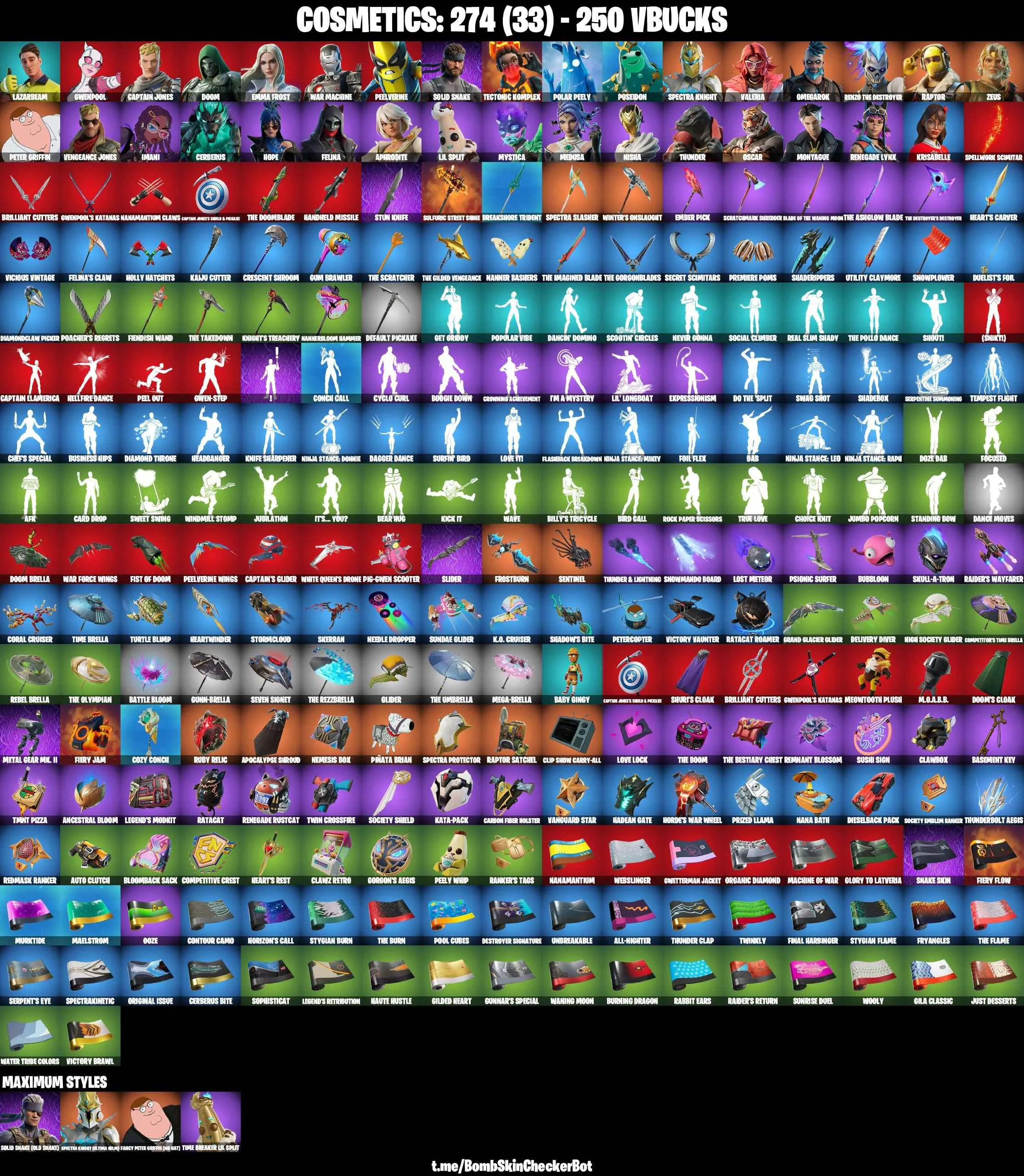 ❤️33 SKINS❤️GET GRIDDY❤️HOPE❤️MEDUSA❤️APHRODITE❤️NISHA❤️SPECTRA KNIGHT(MAX)❤️RENZO THE DESTROYER❤️POLAR PEELY❤️CAN PLAY ON PSN❤️XBOX❤️PC❤️NINTENDO❤️MOBILE❤️250 VBUCKS❤️FULL EMAIL ACCESS❤️