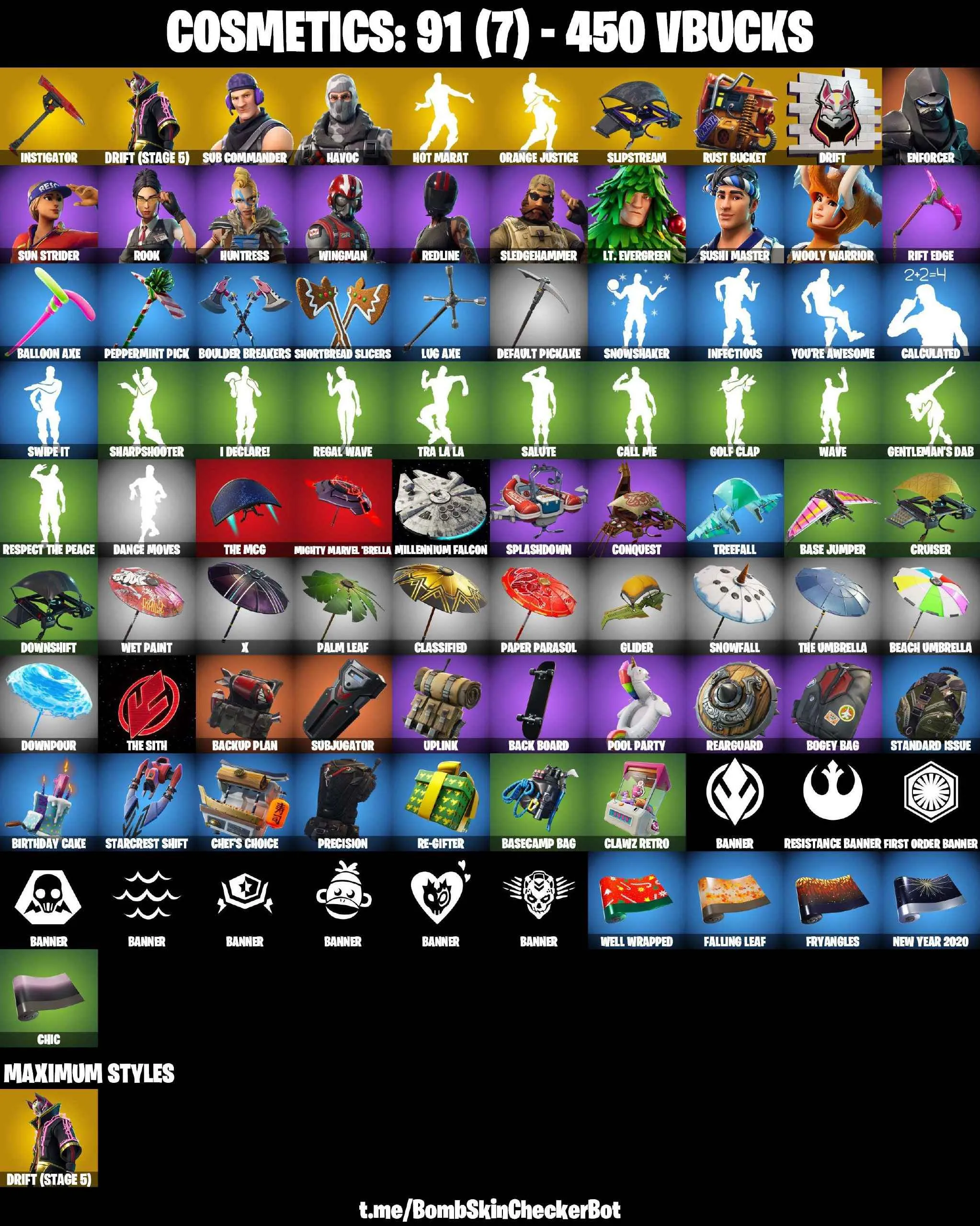 ❤️13 SKINS❤️ORANGE JUSTICE❤️HAVOC❤️SUB COMMANDER❤️ROOK❤️DRIFT(STAGE 5)❤️HUNTRESS❤️SUSHI MASTER❤️RUST BUCKET❤️PEPPERMINT PICK❤️HOT MARAT❤️CAN PLAY ON PSN❤️XBOX❤️PC❤️NINTENDO❤️MOBILE❤️450 VBUCKS❤️FULL EMAIL ACCESS❤️