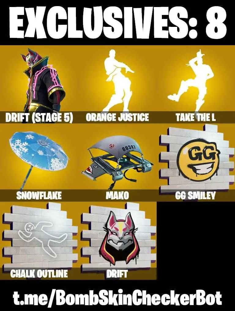 ❤️41 SKINS❤️TAKE THE L❤️MAKO❤️GET GRIDDY❤️ORANGE JUSTICE❤️MOGUL MASTER❤️REVERIE❤️ZOEY❤️HOPE❤️DRIFT(STAGE 5)❤️EXPLORER EMILIE❤️RUNWAY RACER❤️SNOWFLAKE❤️ICE BREAKER❤️CAN PLAY ON PSN❤️XBOX❤️PC❤️NINTENDO❤️MOBILE❤️300 VBUCKS❤️FULL EMAIL ACCESS❤️