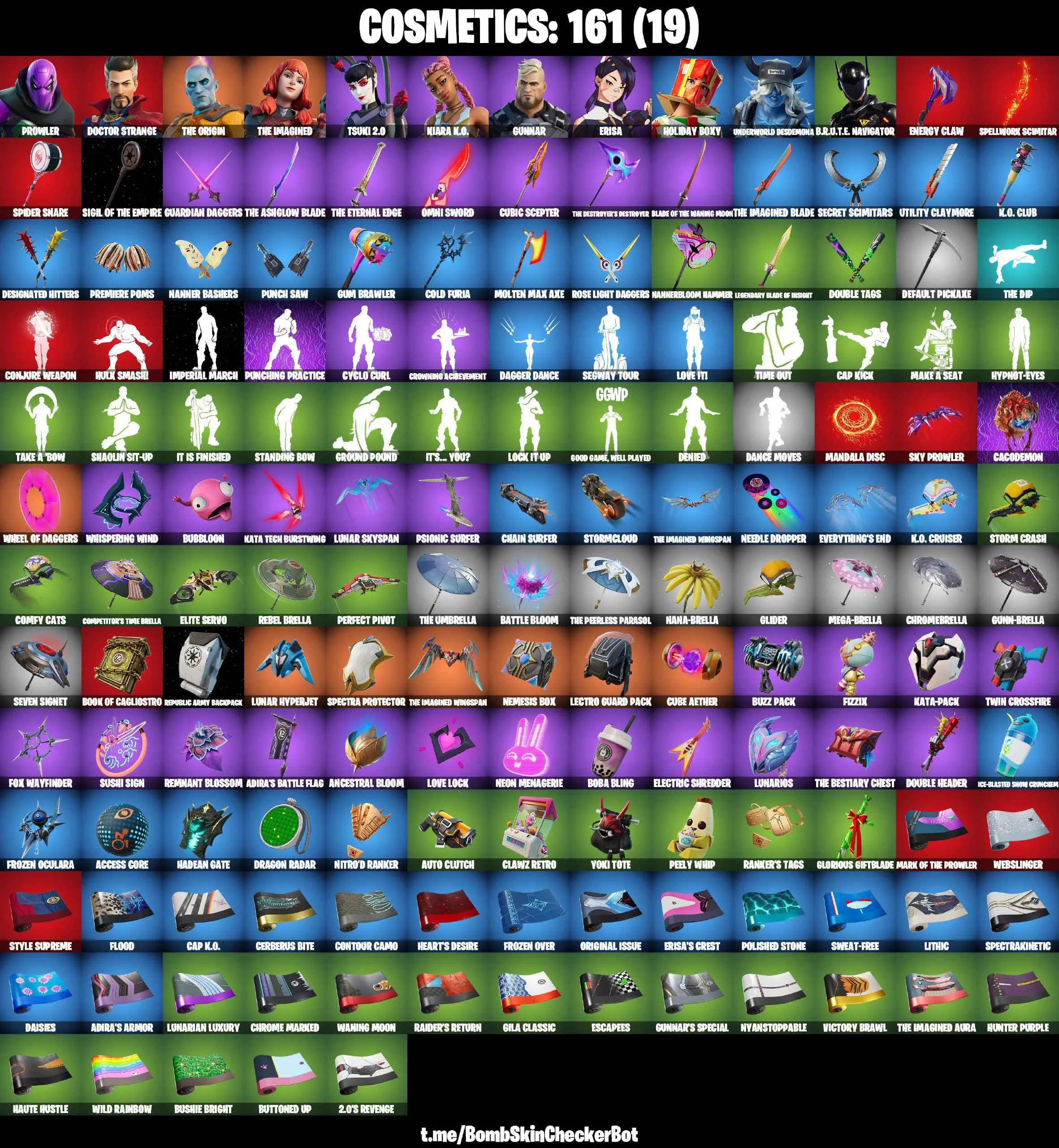 ❤️11 SKINS❤️TSUKI 2.0❤️ERISA❤️PROWLER❤️DOCTOR STRANGE❤️BRUTE NAVIGATOR❤️NEEDLE DROPPER❤️PEELY WHIP❤️CAN PLAY ON PSN❤️XBOX❤️PC❤️NINTENDO❤️MOBILE❤️100 VBUCKS❤️FULL EMAIL ACCESS❤️
