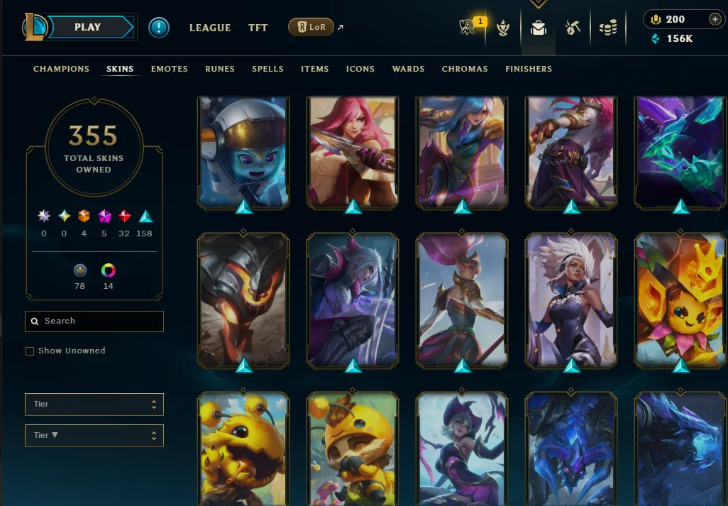 👑(EUW) SILVER II(100% WR, SUPER HIGH ELO) 🚀355 SKIN