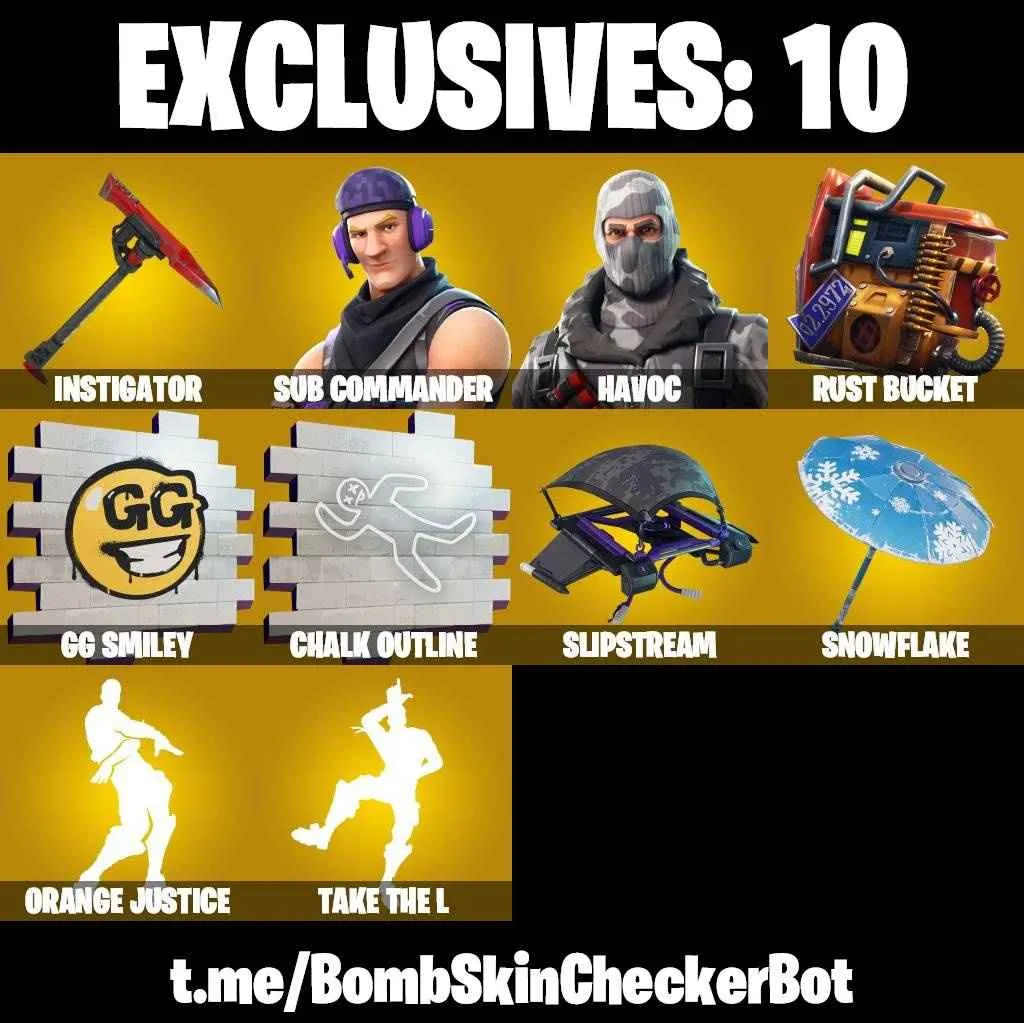 ❤️29 SKINS❤️TAKE THE L❤️ORANGE JUSTICE❤️HAVOC❤️SUB COMMANDER❤️DUMMY❤️HOPE❤️NISHA❤️MARIUS❤️RENEGADE❤️CHILL COUNT❤️SNOWFLAKE❤️RUST BUCEKT❤️ICE BREAKER❤️CAN PLAY ON PSN❤️XBOX❤️PC❤️NINTENDO❤️MOBILE❤️200 VBUCKS❤️FULL EMAIL ACCESS❤️