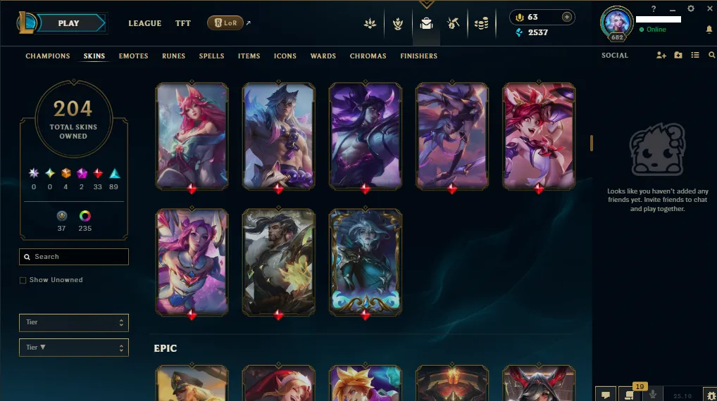🏆 EUNE New Season⌛ Gold 1 🚀  level 682⌛Full Champ 💯204 SKIN  ❤️ Recovery Info ✅ 