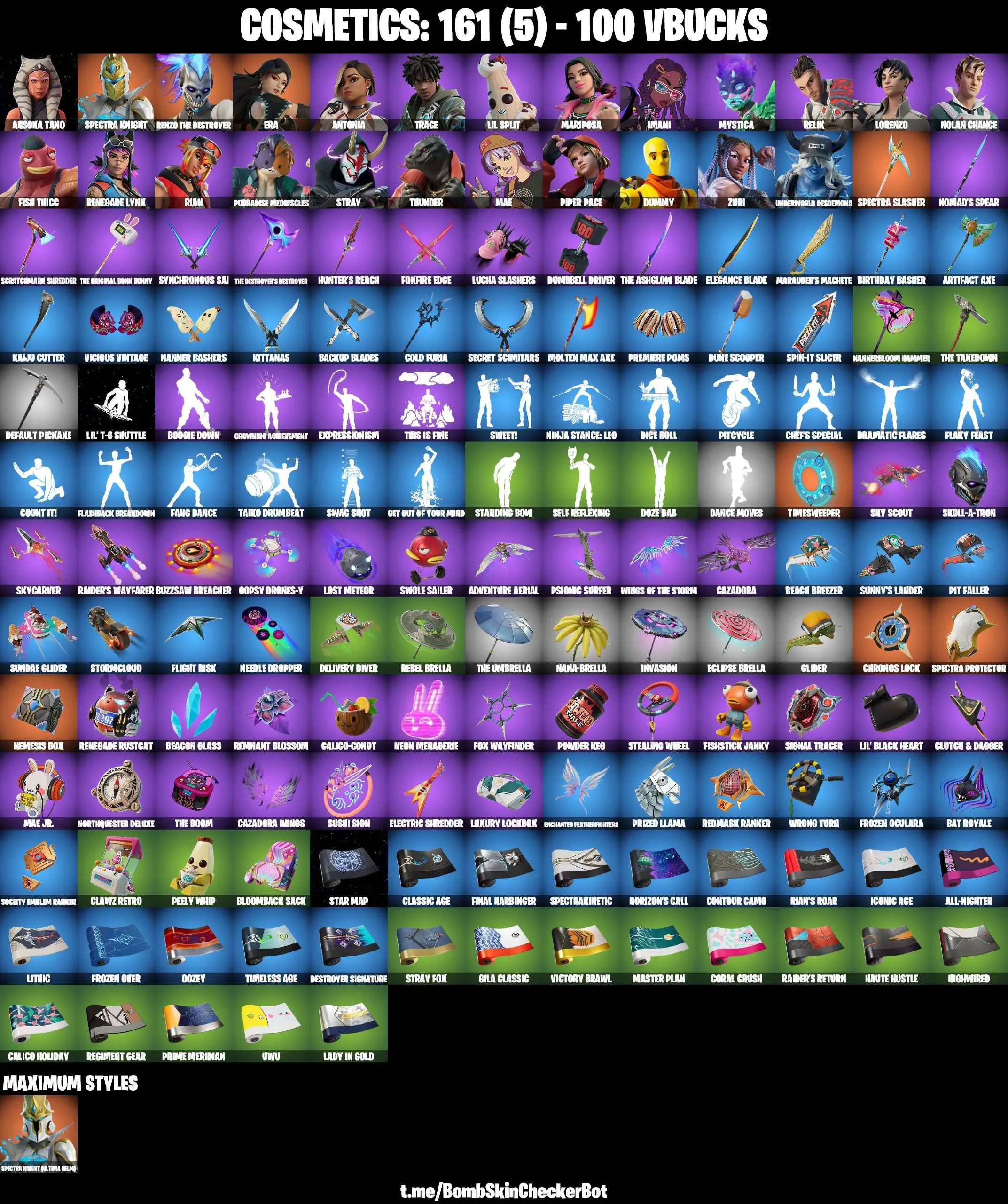 ❤️24 SKINS❤️AHSOKA TANO❤️DUMMY❤️MARIPOSA❤️MAE❤️IMANI❤️SPECTRA KNIGHT(MAX)❤️FISH THICC❤️PEELY WHIP❤️CAN PLAY ON PSN❤️XBOX❤️PC❤️NINTENDO❤️MOBILE❤️100 VBUCKS❤️FULL EMAIL ACCESS❤️