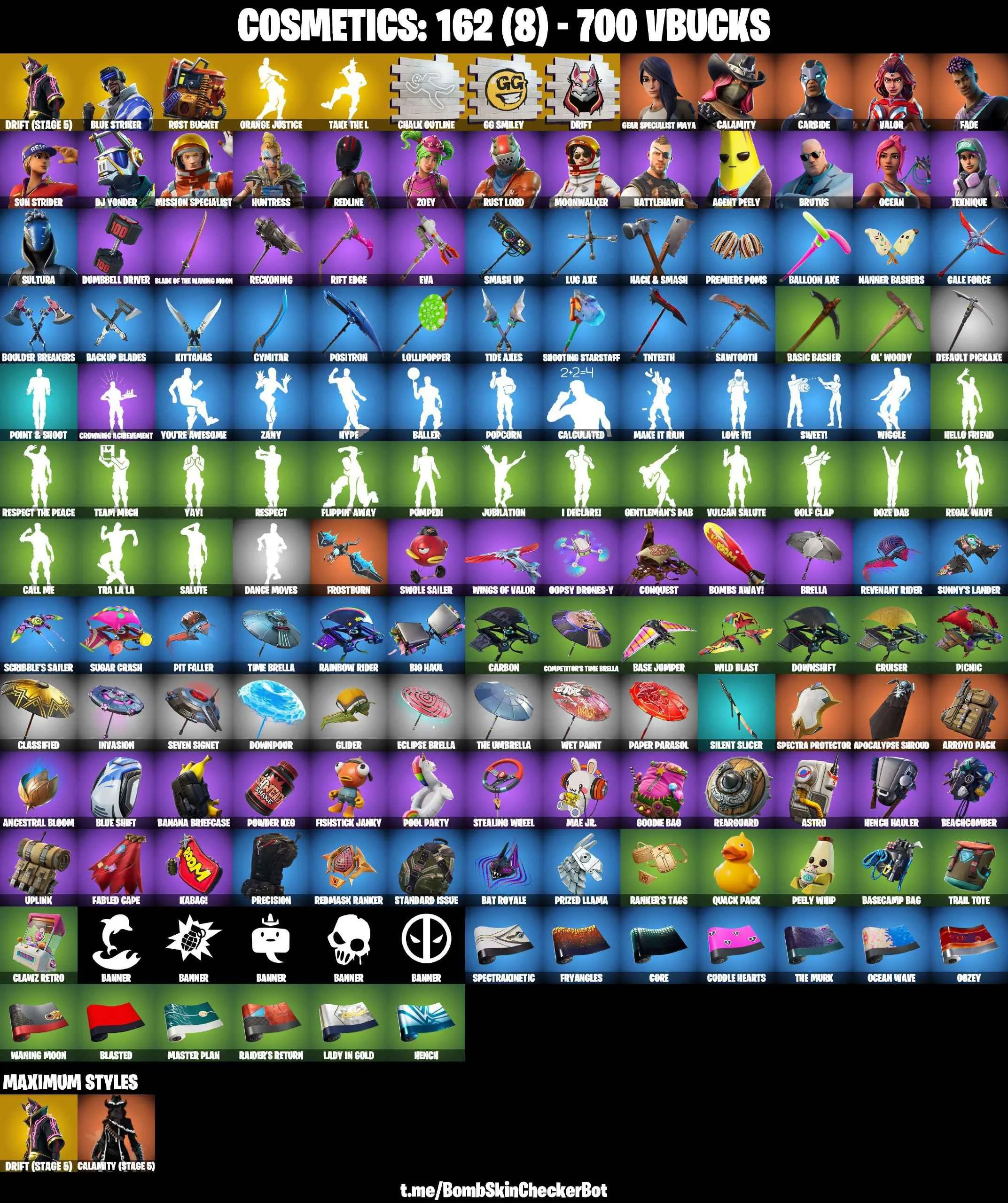 ❤️21 SKINS❤️TAKE THE L❤️ORANGE JUSTICE❤️ZOEY❤️MAYA❤️DRIFT(STAGE 5)❤️AGENT PEELY❤️BLUE STRIKER❤️REDLINE❤️TEKNIQUE❤️RUST BUCKET❤️CAN PLAY ON PSN❤️XBOX❤️PC❤️NINTENDO❤️MOBILE❤️700 VBUCKS❤️FULL EMAIL ACCESS❤️