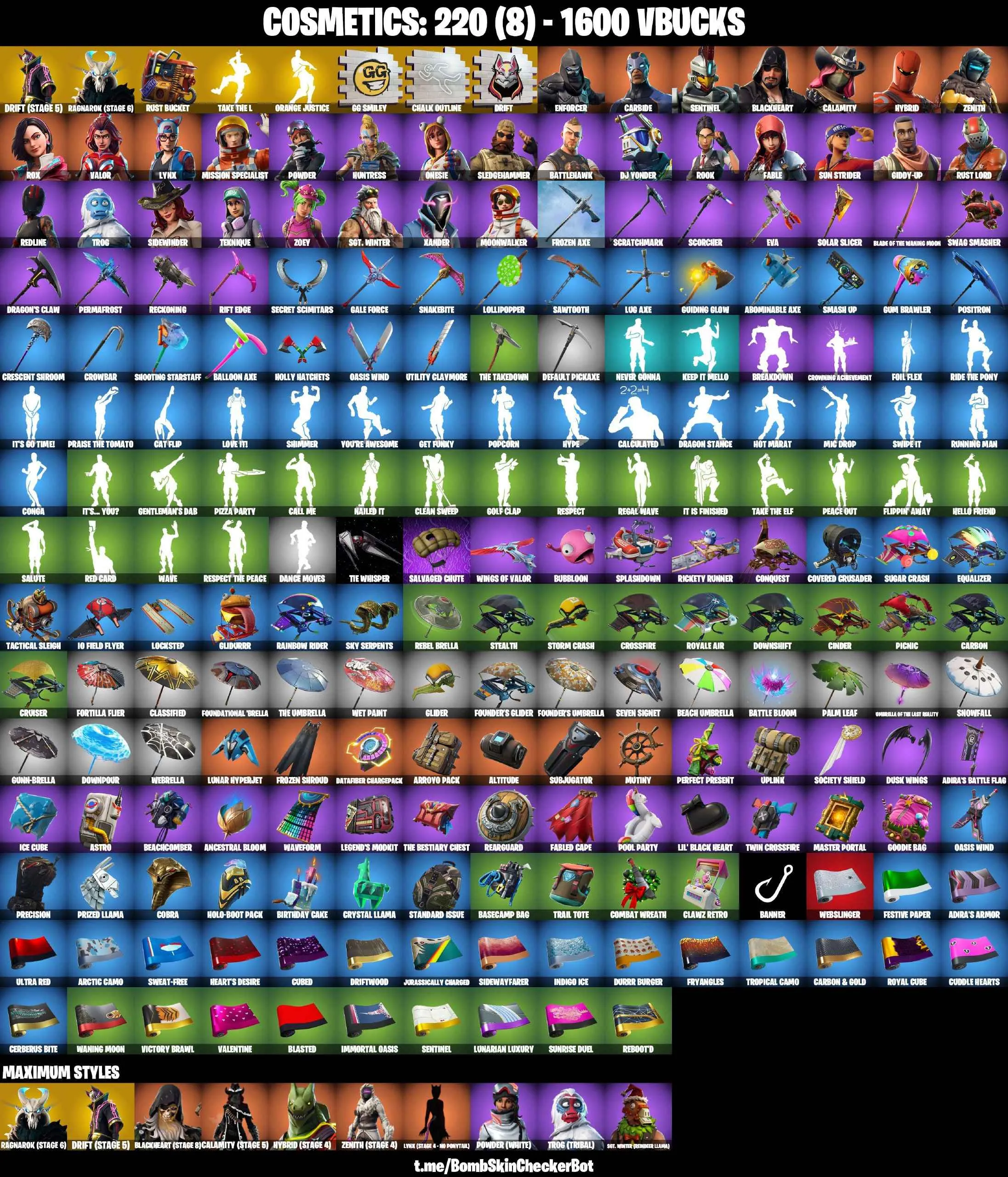 ❤️32 SKINS❤️TAKE THE L❤️ORANGE JUSTICE❤️ZOEY❤️ROOK❤️ONESIE❤️DRIFT(STAGE 5)❤️RAGNAROK(STAGE 6)❤️LYNS(STAGE 4)❤️CALAMITY(STAGE 5)❤️BLACKHERAT(STAGE 8)❤️RUST BUCEKT❤️TAKE THE ELF❤️CAN PLAY ON PSN❤️XBOX❤️PC❤️NINTENDO❤️MOBILE❤️1600 VBUCKS❤️FULL EMAIL ACCESS❤️