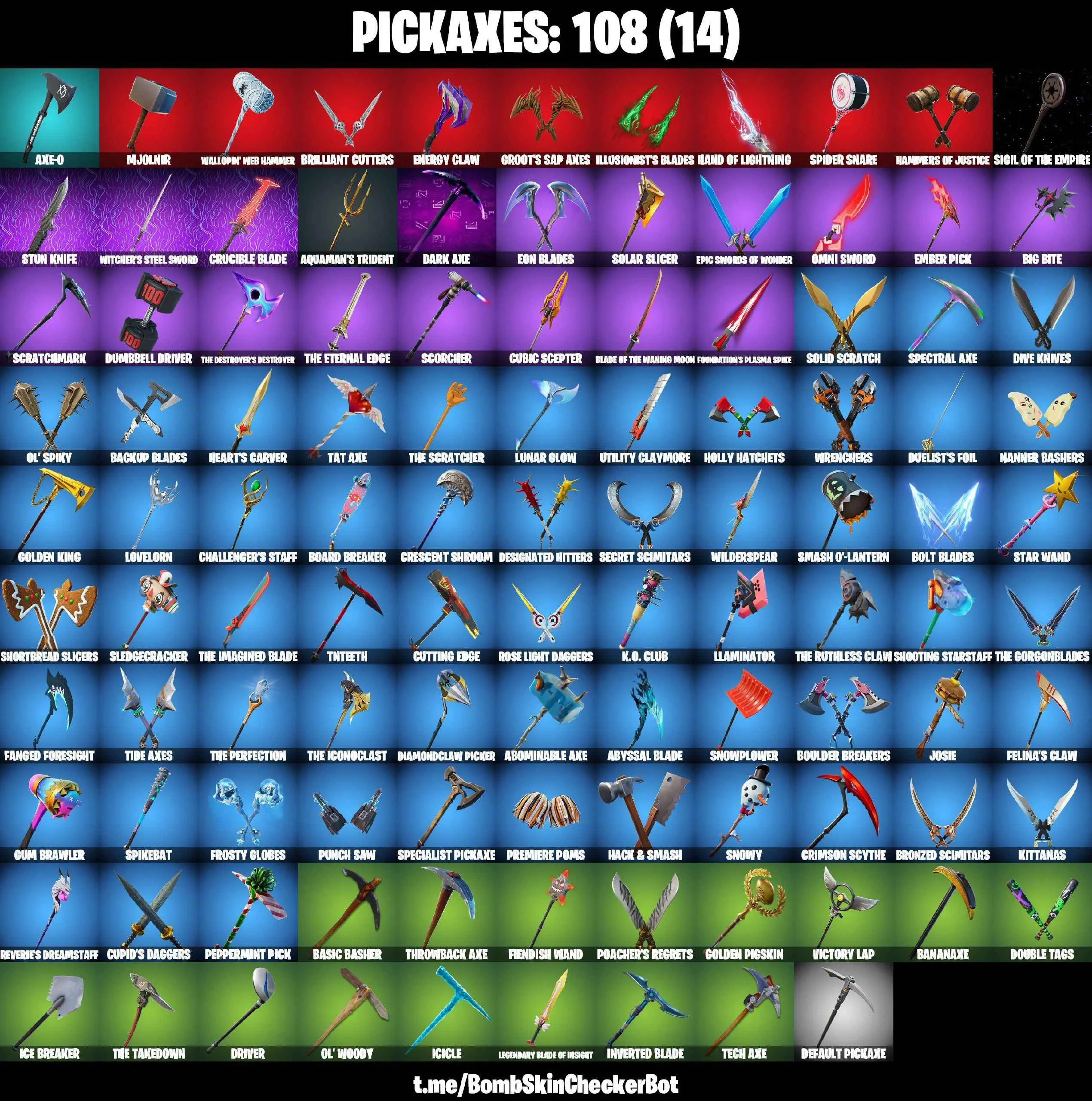 ❤️116 SKINS❤️BACKLASH❤️MINA PARK❤️RAVENPOOL❤️CUDDLEPOOL❤️GILDED SPIDER-MAN❤️LAUGH IT UP❤️WINDMILL FLOSS❤️STAR WAND❤️GOLDEN MIDAS❤️DUMMY❤️MAYA❤️HELSIE❤️JULES❤️TSUKI 2.0❤️REVERIE❤️AURA❤️BULLSEYE❤️AGENT PEELY❤️SCARLET COMMANDER❤️RUST BUCKET❤️ASTROWORLD CYCLONE❤️