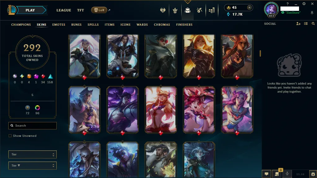 🏆 Eune New Season⌛ Silver 4 🚀 Hand Made  💯  level 417 ⌛ 167 Champ 💯 292 SKIN  ❤️ Recovery Info ✅ 17 K+ Blue Essence🔥 1k+ Orange essence🔥45RP 🔥