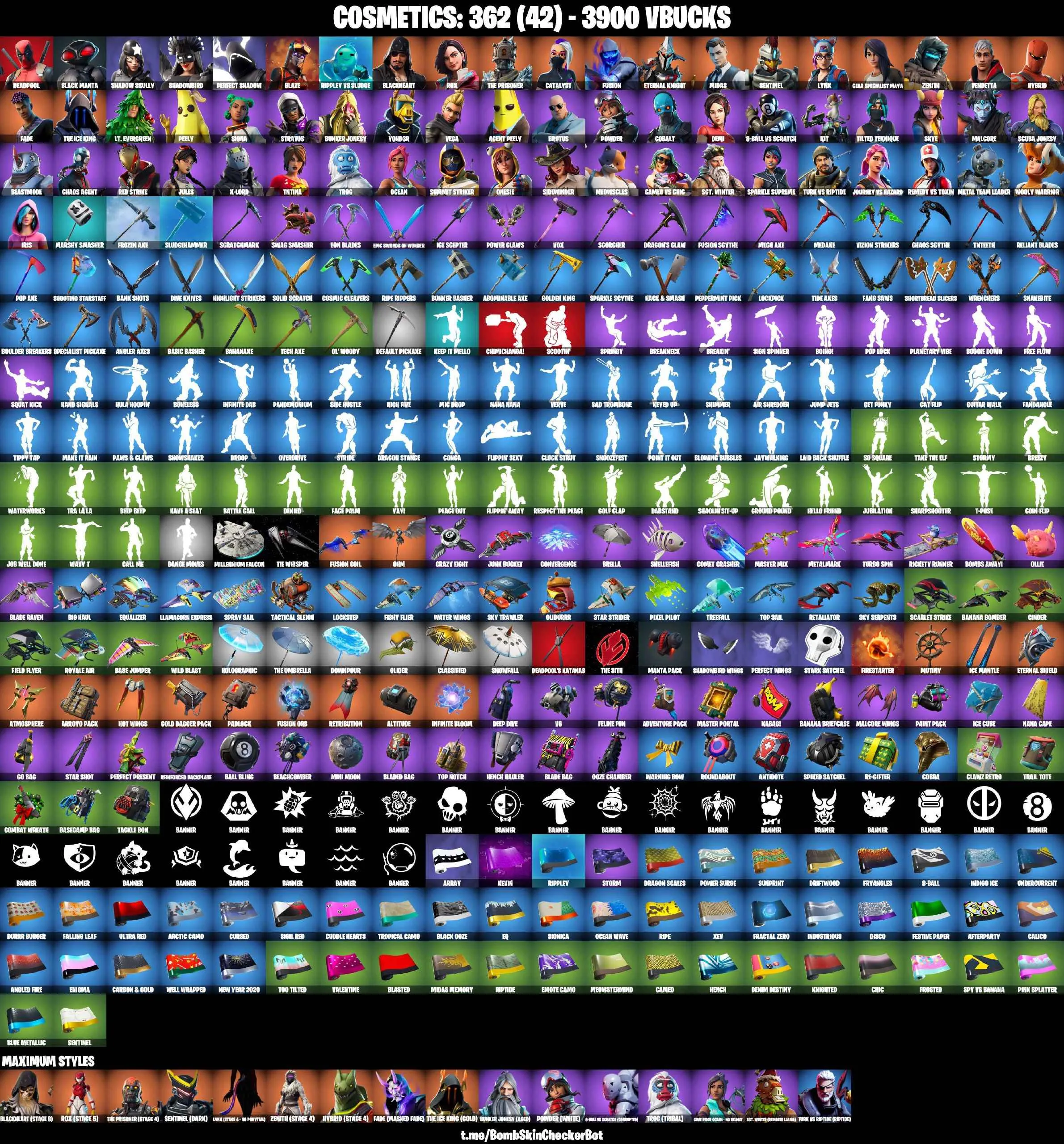 ❤️61 SKINS❤️BLACK MANTA❤️MAYA❤️ONESIE❤️JULES❤️AGENT PEELY❤️SKYE❤️LYNX(STAGE 4)❤️8-BALL(MAX)❤️PEPPERMINT PICK❤️TAKE THE ELF❤️CAN PLAY ON PSN❤️XBOX❤️PC❤️NINTENDO❤️MOBILE❤️3900 VBUCKS❤️FULL EMAIL ACCESS❤️