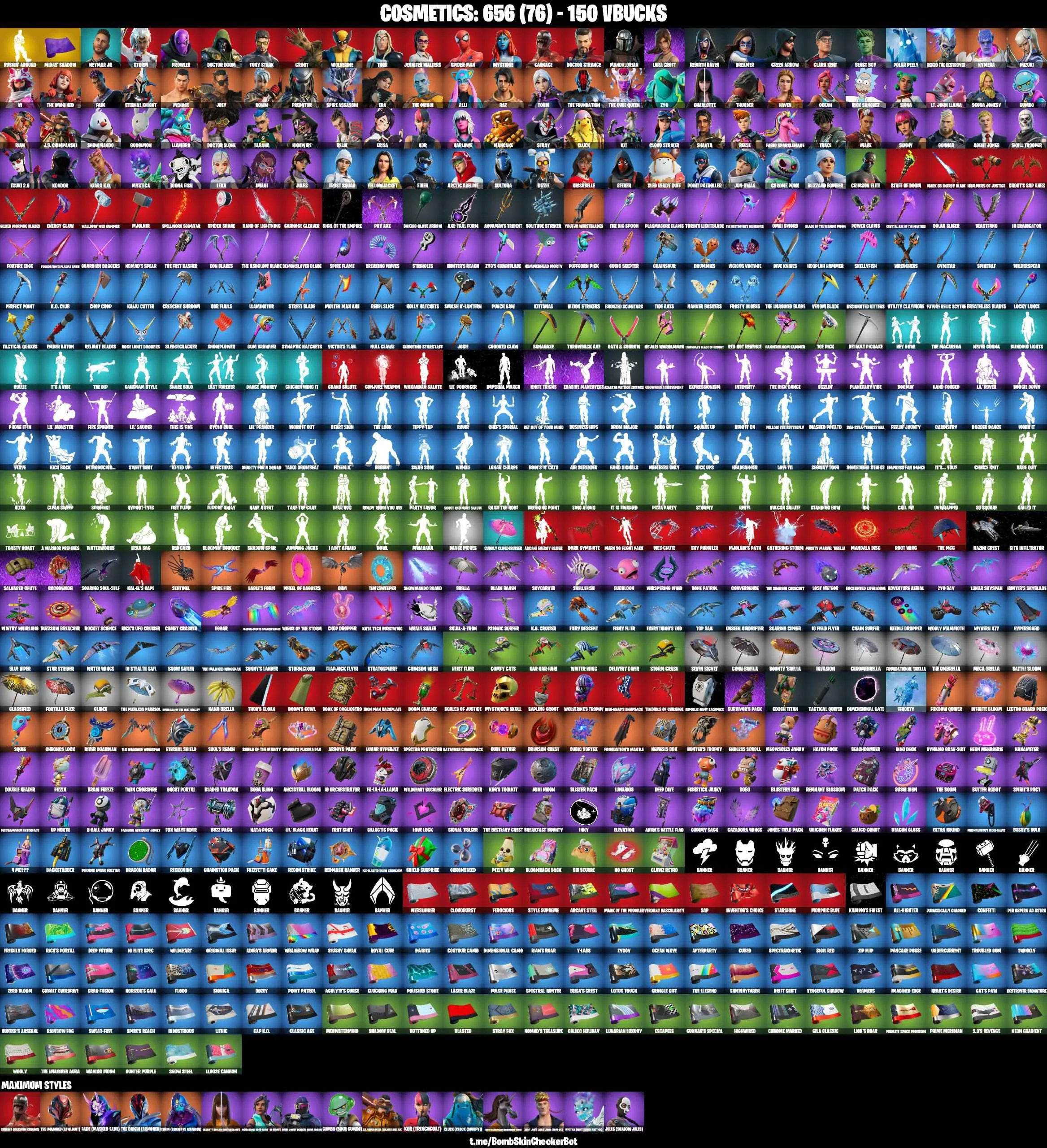 ❤️98 SKINS❤️RUSHIN AROUND❤️SKULL TROOPER❤️LARA CROFT❤️MANDALORIAN❤️SPIDER-MAN❤️DREAMER❤️PREDATOR❤️VI❤️MYSTICA(MAX)❤️CHARLOTTE(MAX)❤️KOR(MAX)❤️JULES(MAX)❤️TSUKI 2.0❤️TOONA FISH❤️CRIMSON ELITE❤️CAN PLAY ON PSN❤️XBOX❤️PC❤️NINTENDO❤️MOBILE❤️150 VBUCKS❤️