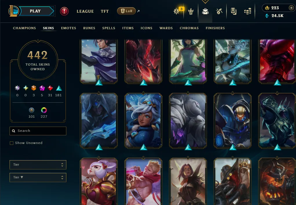 👑(EUW) EMERALD 4 (ELO MMR DIA II) 🚀442 SKIN⚡23k BE