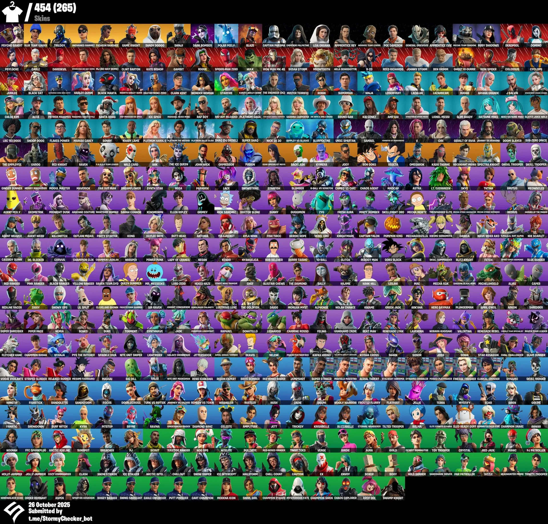 [PC/PS4-5/XBOX] 454 Skins | Item Shop Super Stacked | Unchained Ramirez | Snoop Dog | Bruno Mars | Ninja | Harley Quinn | Rap Boy