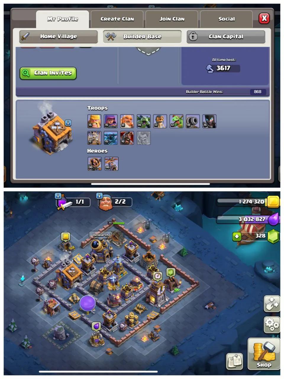 MAXED TH 13 FROZEN ARROW LEVEL 17 LEGEND TOUCHED 1000 RENAME HEROES 74/75/50/22 BH-9 INSTANT DELIVERY
