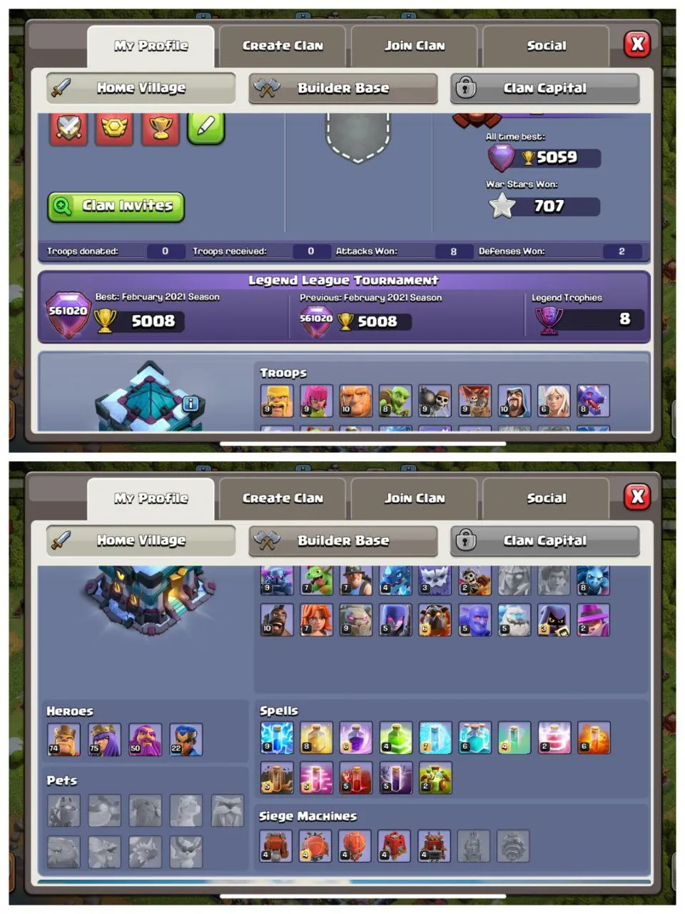 MAXED TH 13 FROZEN ARROW LEVEL 17 LEGEND TOUCHED 1000 RENAME HEROES 74/75/50/22 BH-9 INSTANT DELIVERY