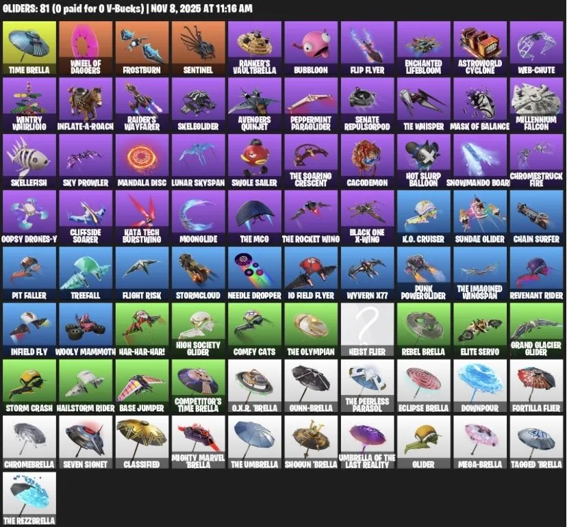 F1193 44 Skins GLOW Travis Scott Emotion Hang Glider 