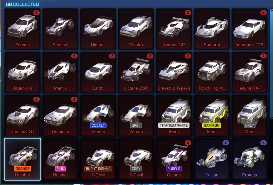 STOCK445 //Fennec, 68 Cars, 34 Black Market, Painted Venom, Titanium White & Saffron Merc, Lobo, Looper, Pulsus, Stella, Truncheon