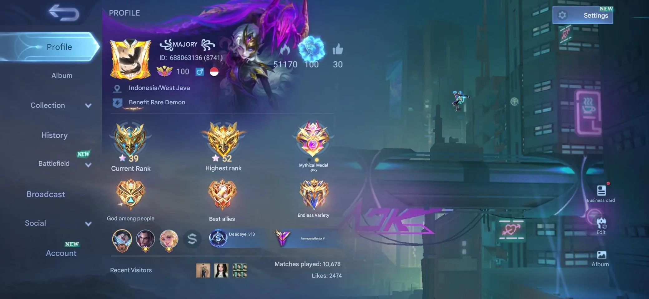 ML517 Black Void Effect Epic Recall Mythic Glory 216 Skins Level 100