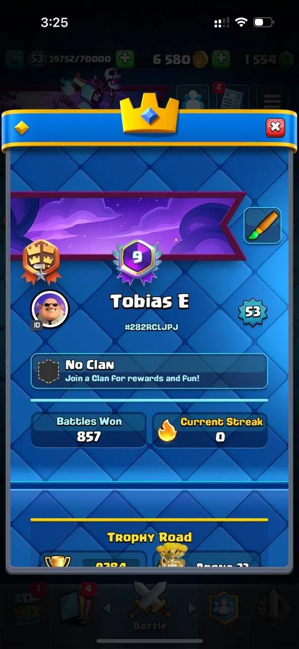 CR723 9.2k Trophies Level 53 Mega Knight Deck One Level 16 Mega Knight Three Level 15 Electro Wizard Mini P.E.K.K.A Princess Log