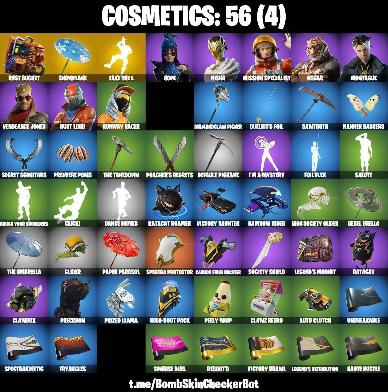 ❤️9 SKINS❤️56 COSMETICS❤️TAKE THE L❤️HOPE❤️NISHA❤️OSCAR❤️RUNWAY RACER❤️SNOWFLAKE❤️RUST BUCKET❤️CAN PLAY ON PSN❤️XBOX❤️PC❤️NINTENDO❤️MOBILE❤️0 VBUCKS❤️FULL EMAIL ACCESS❤️